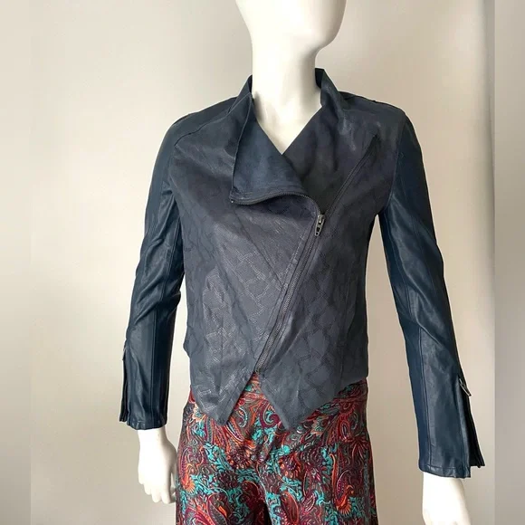 Anthropologie BLANKNYC Snake Print Moto Jacket Faux Leather Y2K - Picture 3 of 10